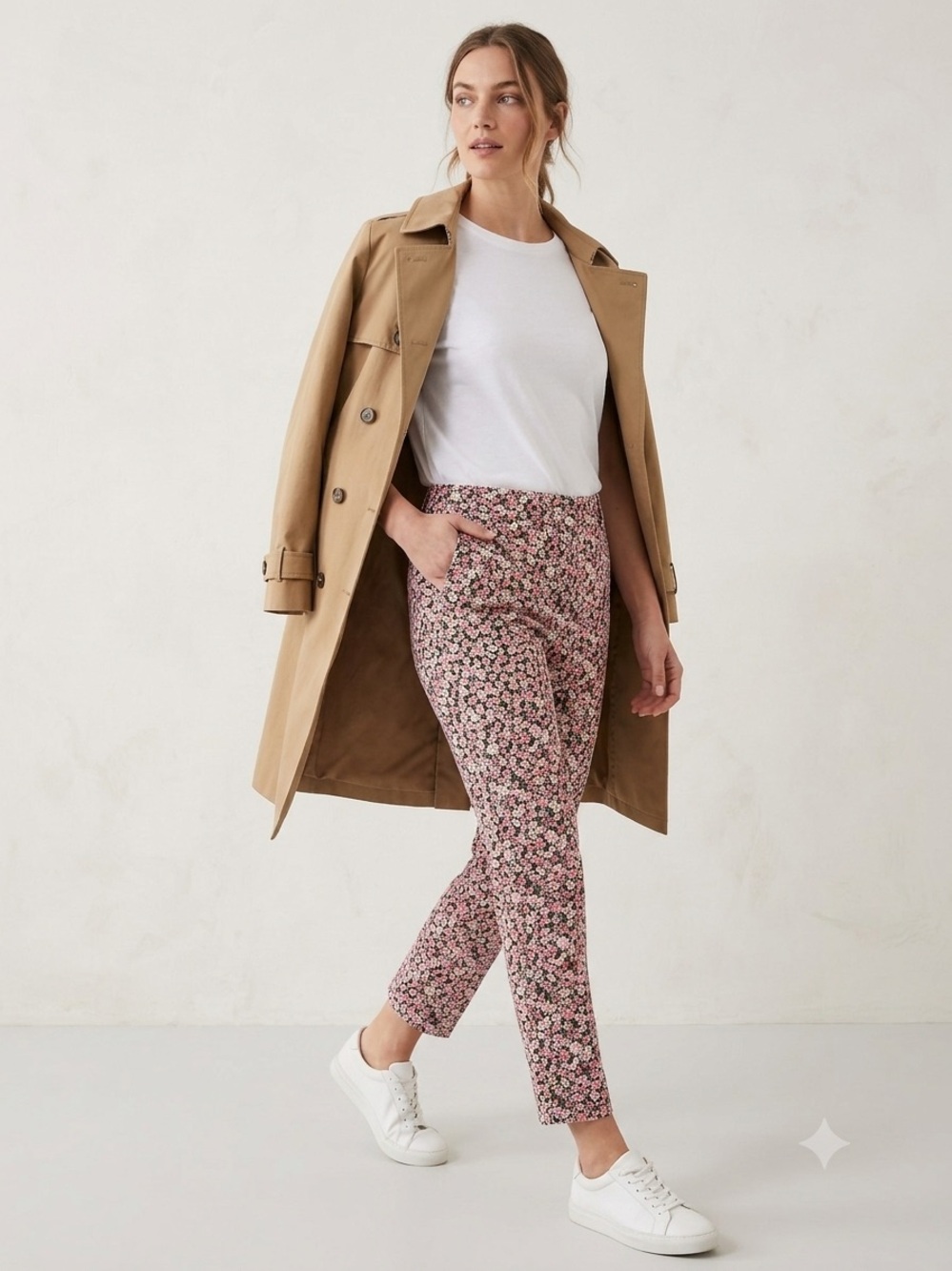 Chaus Pink & Black Floral Leggings for Girls
